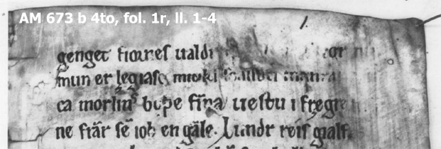 AM 673 b 4to, fol. 1r, ll. 1-4